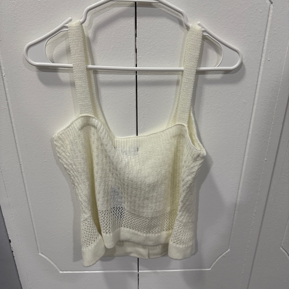 Lulu's Cream Knit Button-Front Crop Top - Picture 2 of 8